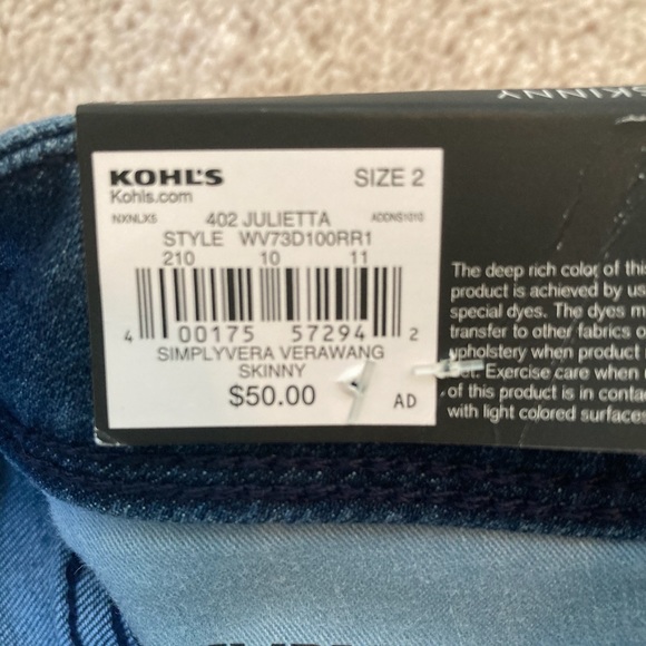 NWT Simply Vera VeraWang Jeans - Picture 5 of 5